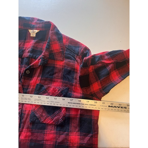 WOOLRICH Women's Size L Large Shirt Top Button‎ Down Flannel Red Plaid - Picture 8 of 8